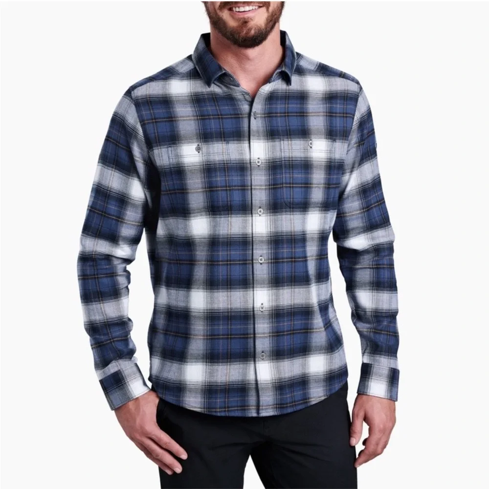 EUC Kuhl Men’s The Law Flannel Hunting Button Up Stellar Slate Blue Shirt